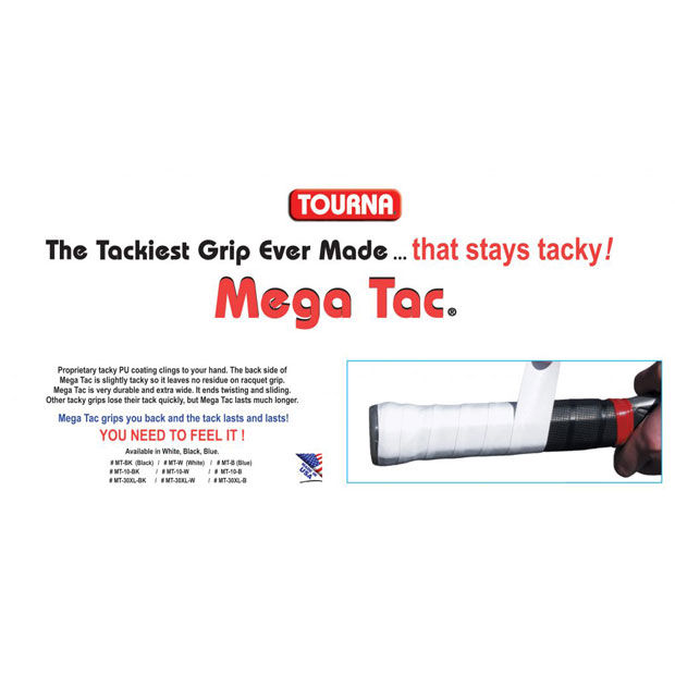 [투나 메가택 오버그립 10개 팩 블랙] Tourna Mega Tac Overgrip 10 Pack Black