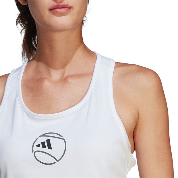 [아디다스 여성용 카테고리 그래픽 테니스 탱크] Adidas Women&#039;s Category Graphic Tennis Tank - White